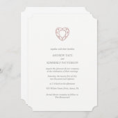 Elegant roos gouden hart bruiloft uitnodiging (Voorkant / Achterkant)