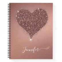 Elegant Roos Gouden Hart Glitter Girly Notitieboek