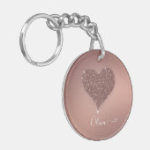 Elegant Roos Gouden Hart Glitterie Acryl Sleutelha Sleutelhanger (Voorkant Links)