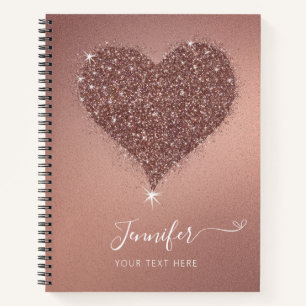 Elegant Roos Gouden Hart Glitterig Notitieboek