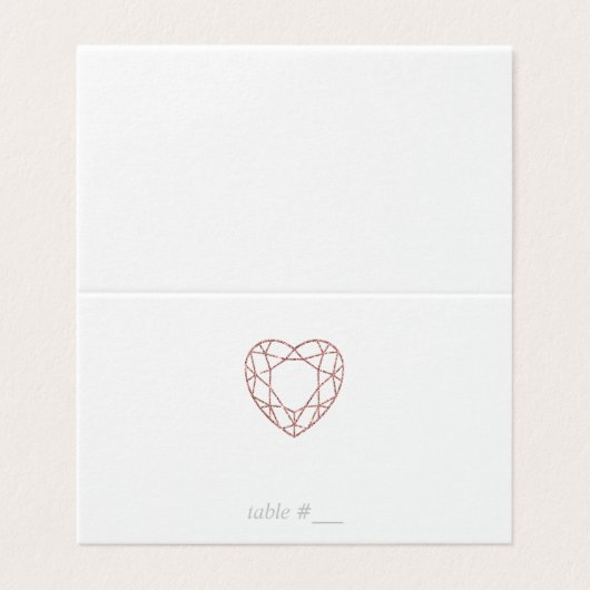 Elegant roos gouden hart plaats kaarten - gevouwen (Buitenkant ongevouwen)