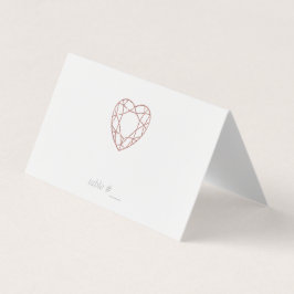 Elegant roos gouden hart plaats kaarten - gevouwen