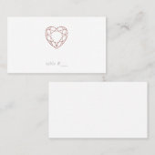 Elegant roos gouden hart plaats kaarten - plat plaatskaartje (Voorkant / Achterkant)