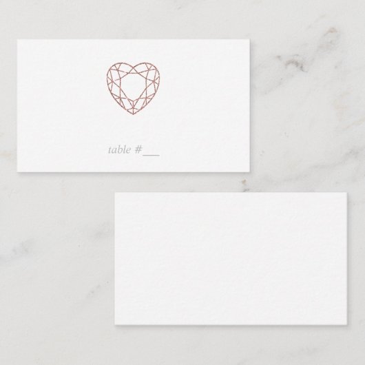 Elegant roos gouden hart plaats kaarten - plat plaatskaartje (Voorkant / Achterkant)