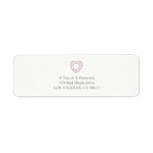 Elegant roos gouden hart retour adres labels (Voorkant)