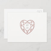 Elegant roos gouden hart sparen de datum briefkaar aankondigingskaart (Voorkant / Achterkant)