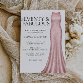 Elegant Roos Gouden Jurk Vrouwen 70ste Verjaardag Kaart