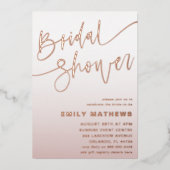 Elegant Roos gouden kalligrafie bruids showerl Folie Uitnodiging (Voorkant)