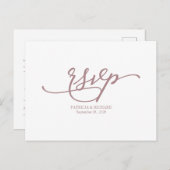 Elegant Roos Gouden Kalligrafie Bruiloft RSVP Briefkaart (Voorkant / Achterkant)