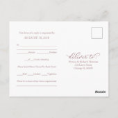Elegant Roos Gouden Kalligrafie Bruiloft RSVP Briefkaart (Achterkant)