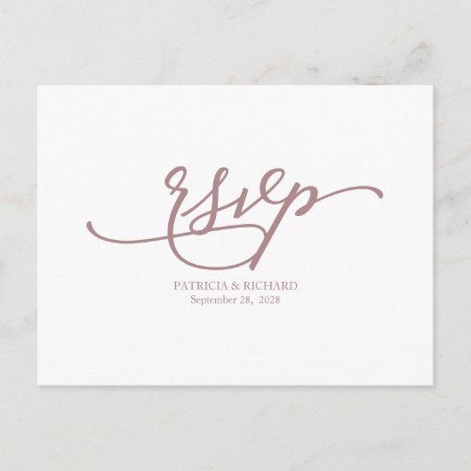 Elegant Roos Gouden Kalligrafie Bruiloft RSVP Briefkaart (Voorkant)