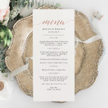 Elegant Roos Gouden Kalligrafie Menu Kaart<br><div class="desc">Roos Gouden Kalligrafie Classic & Elegant Bruiloft, Feest of Jubileum Menu. Een elegant ontwerp in roos goud, zwart en wit of elke achtergrondkleur die u kiest. Klik gewoon op de koppeling voor verdere aanpassing, die wordt weergegeven onder het tekstvak aan de rechterkant, en kies uw aangepaste kleurenachtergrond. Deze teken poster...</div>