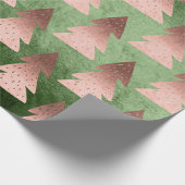 Elegant roos gouden kerstboomstructuur cadeaupapier (Hoek)