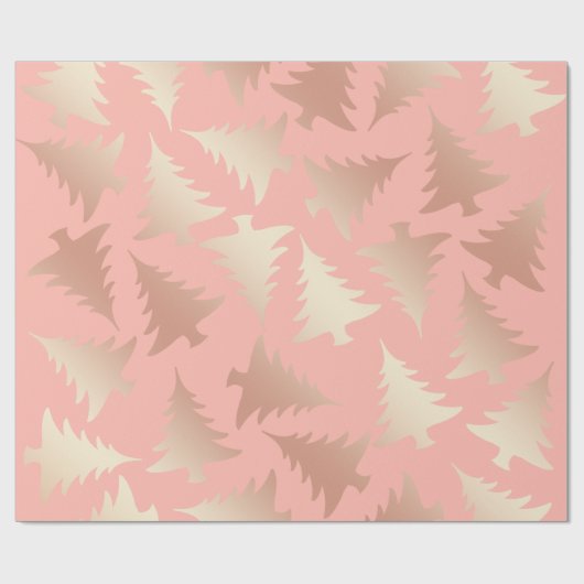 Elegant roos gouden kerstboomstructuur cadeaupapier (Vlak)