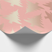 Elegant roos gouden kerstboomstructuur cadeaupapier (Hoek)