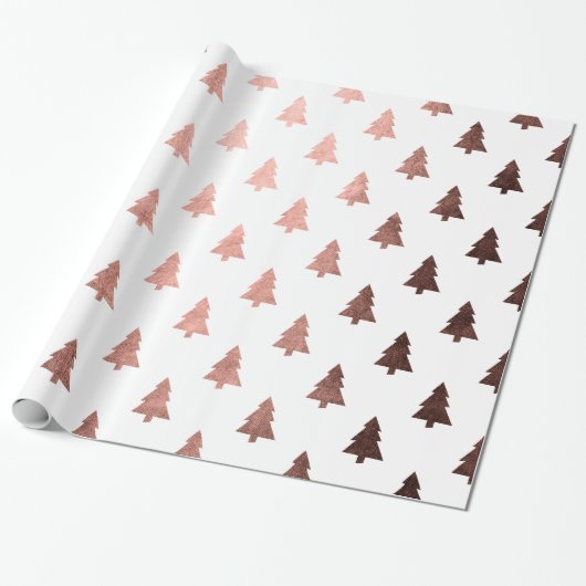 Elegant roos gouden kerstboomstructuur cadeaupapier (Uitgerold)