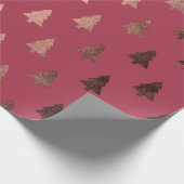 Elegant roos gouden kerstboomstructuur cadeaupapier (Hoek)