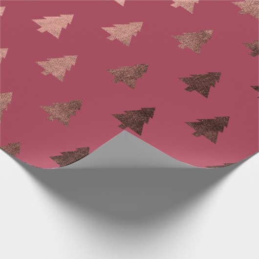 Elegant roos gouden kerstboomstructuur cadeaupapier (Hoek)