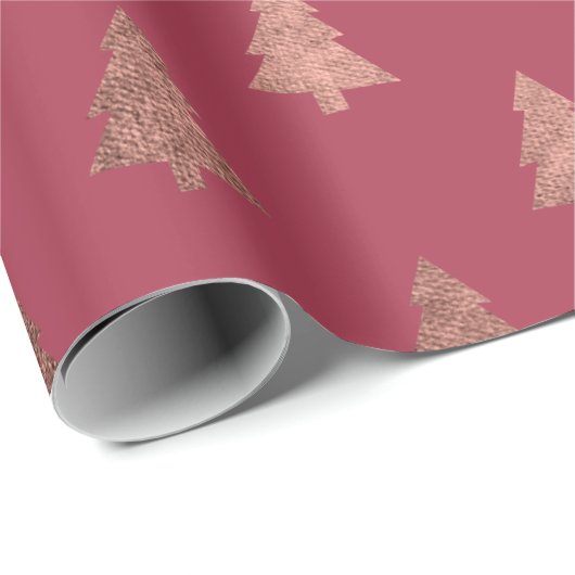 Elegant roos gouden kerstboomstructuur cadeaupapier (Rol Hoek)