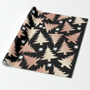 Elegant roos gouden kerstboomstructuur cadeaupapier