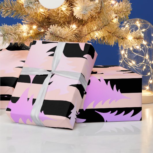 Elegant roos gouden kerstboomstructuur cadeaupapier (Feestdagen)