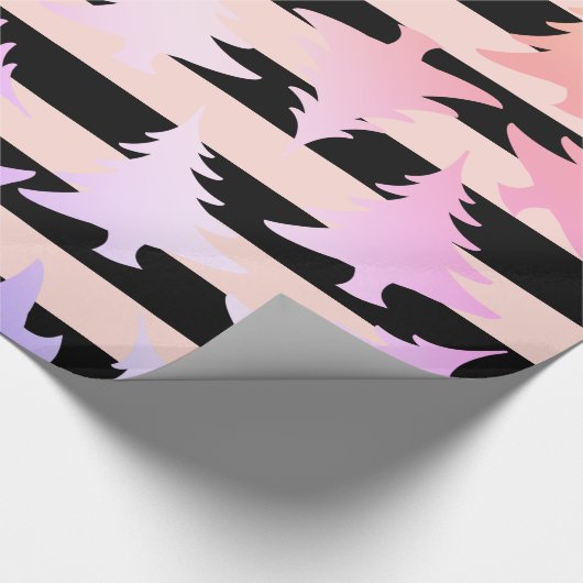 Elegant roos gouden kerstboomstructuur cadeaupapier (Hoek)