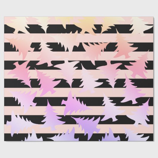 Elegant roos gouden kerstboomstructuur cadeaupapier (Vlak)