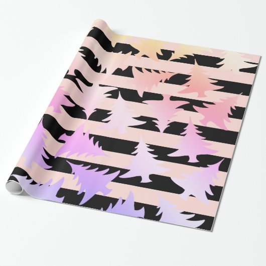 Elegant roos gouden kerstboomstructuur cadeaupapier (Uitgerold)