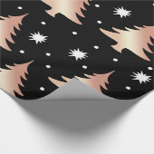 Elegant roos gouden kerstboomstructuur cadeaupapier (Hoek)