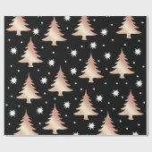 Elegant roos gouden kerstboomstructuur cadeaupapier (Vlak)