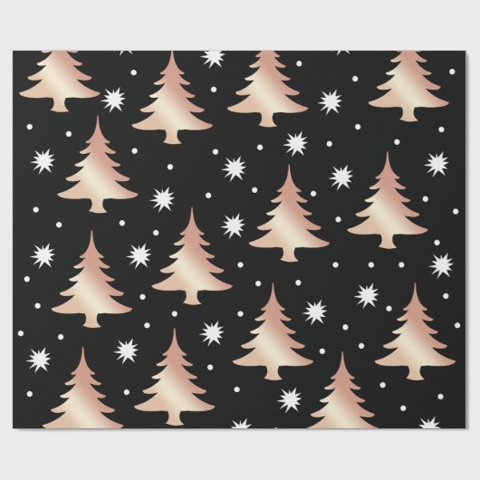 Elegant roos gouden kerstboomstructuur cadeaupapier (Vlak)