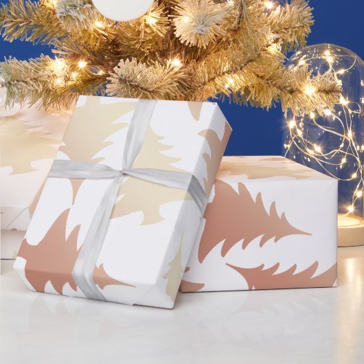 Elegant roos gouden kerstboomstructuur cadeaupapier (Feestdagen)