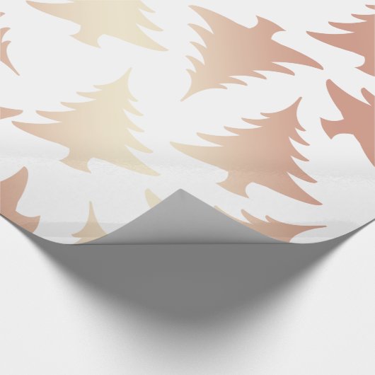 Elegant roos gouden kerstboomstructuur cadeaupapier (Hoek)