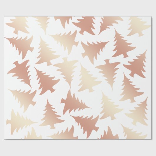 Elegant roos gouden kerstboomstructuur cadeaupapier (Vlak)