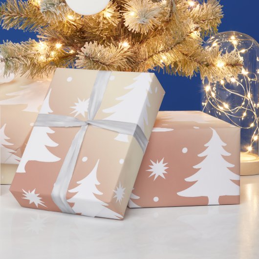 Elegant roos gouden kerstboomstructuur cadeaupapier (Feestdagen)