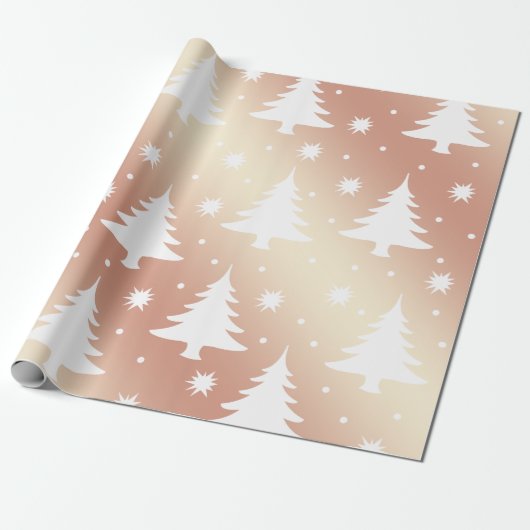Elegant roos gouden kerstboomstructuur cadeaupapier (Uitgerold)
