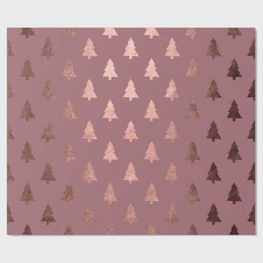 Elegant roos gouden kerstboomstructuur cadeaupapier (Vlak)
