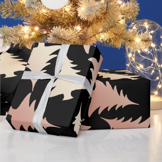 Elegant roos gouden kerstboomstructuur cadeaupapier (Feestdagen)