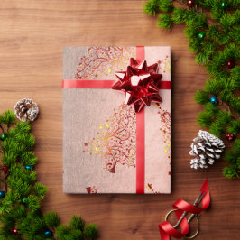 Elegant roos gouden kerstboomstructuur cadeaupapier