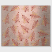 Elegant roos gouden kerstboomstructuur cadeaupapier (Vlak)