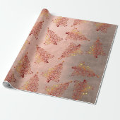 Elegant roos gouden kerstboomstructuur cadeaupapier (Uitgerold)