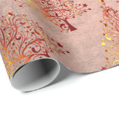 Elegant roos gouden kerstboomstructuur cadeaupapier (Rol Hoek)