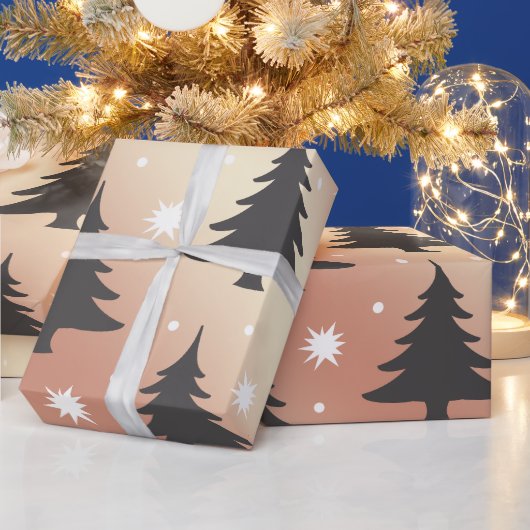 Elegant roos gouden kerstboomstructuur cadeaupapier (Feestdagen)