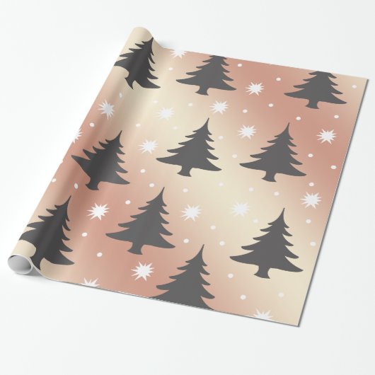 Elegant roos gouden kerstboomstructuur cadeaupapier (Uitgerold)