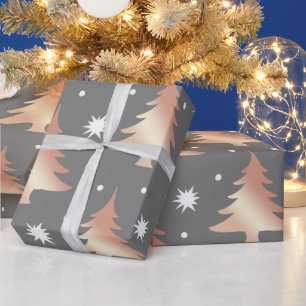 Elegant roos gouden kerstboomstructuur cadeaupapier