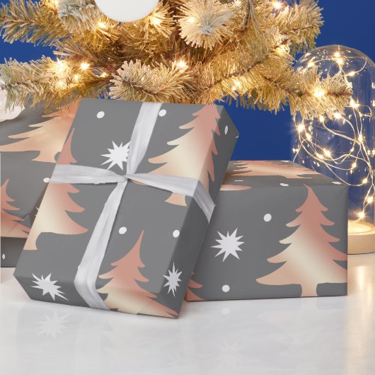 Elegant roos gouden kerstboomstructuur cadeaupapier (Feestdagen)