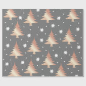 Elegant roos gouden kerstboomstructuur cadeaupapier (Vlak)