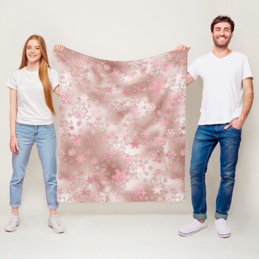 Elegant roos gouden Kerstmis Snowflake Patroon Fleece Deken (In situ)