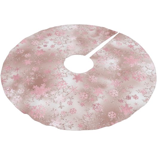 Elegant roos gouden Kerstmis Snowflake Patroon Kerstboom Rok (Gekanteld)