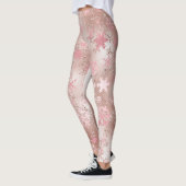 Elegant roos gouden Kerstmis Snowflake Patroon Leggings (Links)